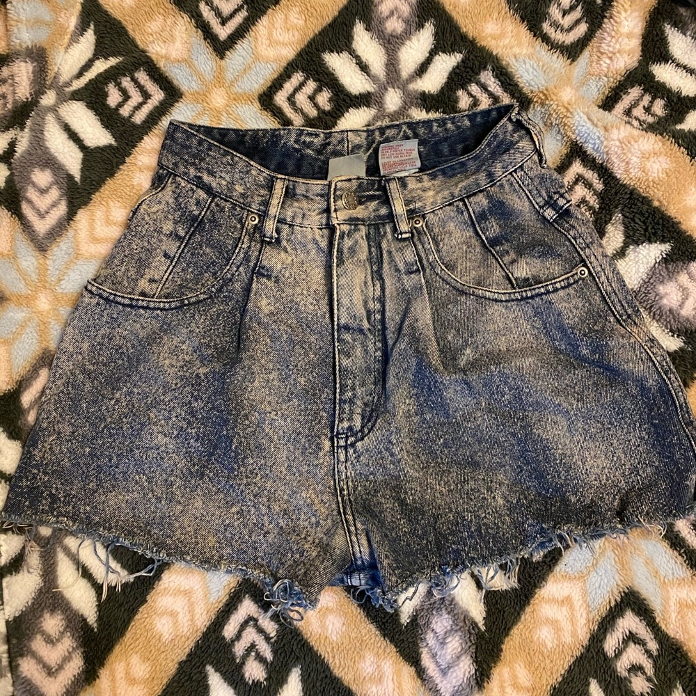 Acid Wash High Waisted Denim Shorts
